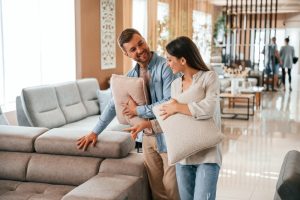 Couple shopping for new sofa